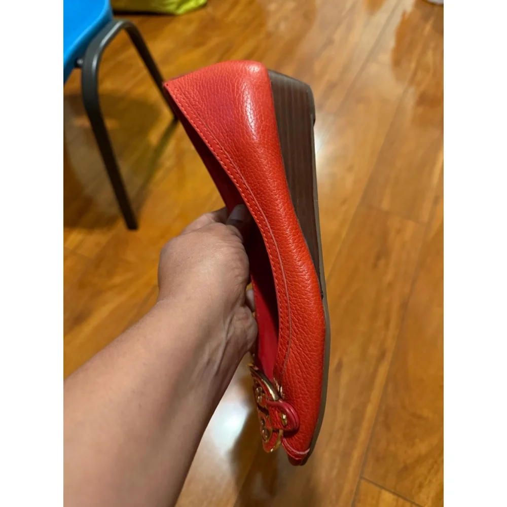 Women's Tory Burch Wedges in Red with Gold Logo